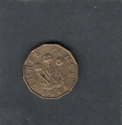 Beschrijving: 3 Pence  GEORGIUS VI